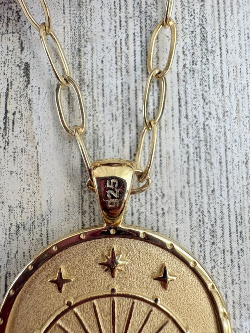 Jane Win Wanderlust Flower Sun JW Coin Pendant Drawn Link Chain - Picture 8 of 14